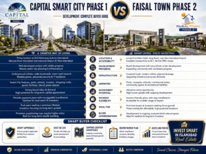 Capital Smart City Phase 1 vs Faisal Town Phase 2 Development: Complete Buyer Guide