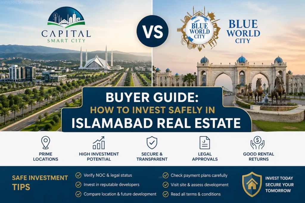 Capital Smart City vs Blue World City Buyer Guide for Safe Islamabad Real Estate Investment