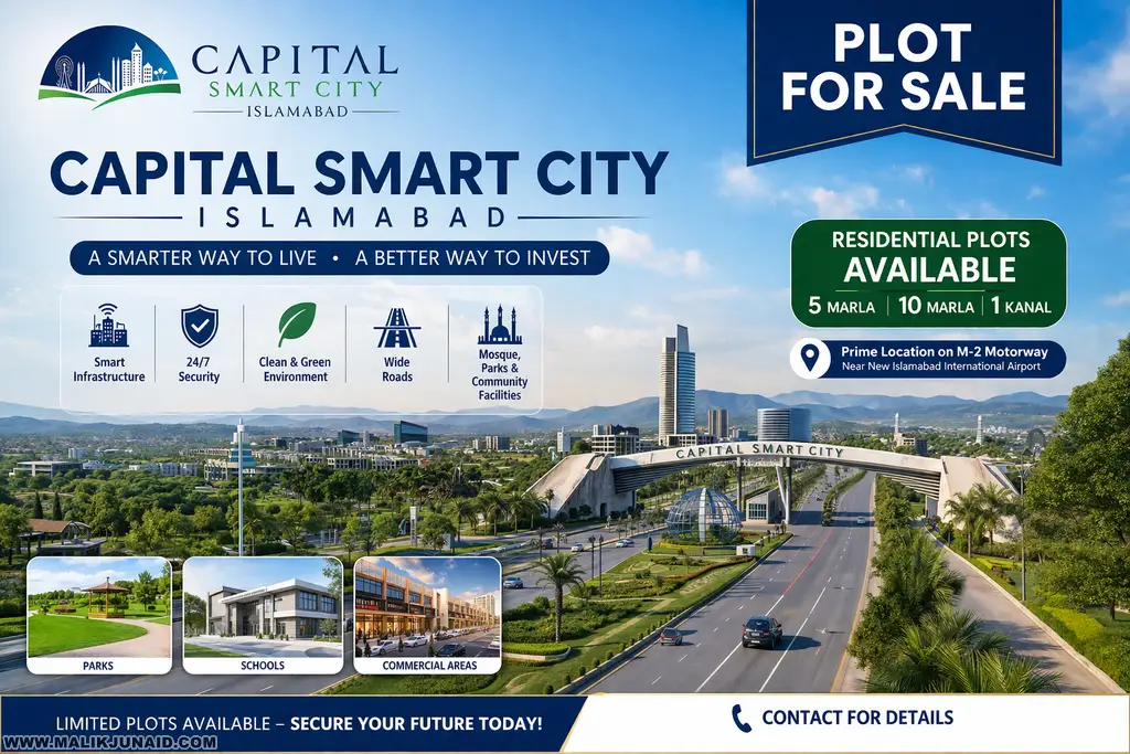 Explore the best Capital Smart City Islamabad plot for sale options with location insights, map resources, phase-wise guidance, commercial opportunities, and expert help from Gains Real Estate & Marketing Pvt Ltd.
