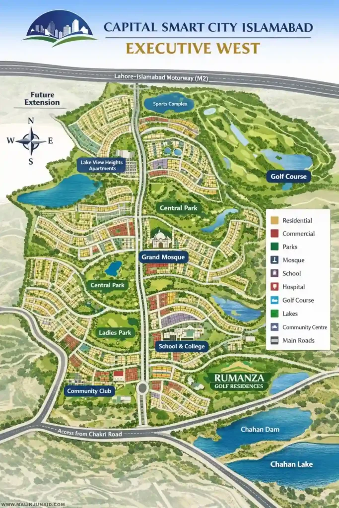 Capital Smart City Islamabad Executive West Map – Location, Phase 2 Access, Sectors & Investment Guide